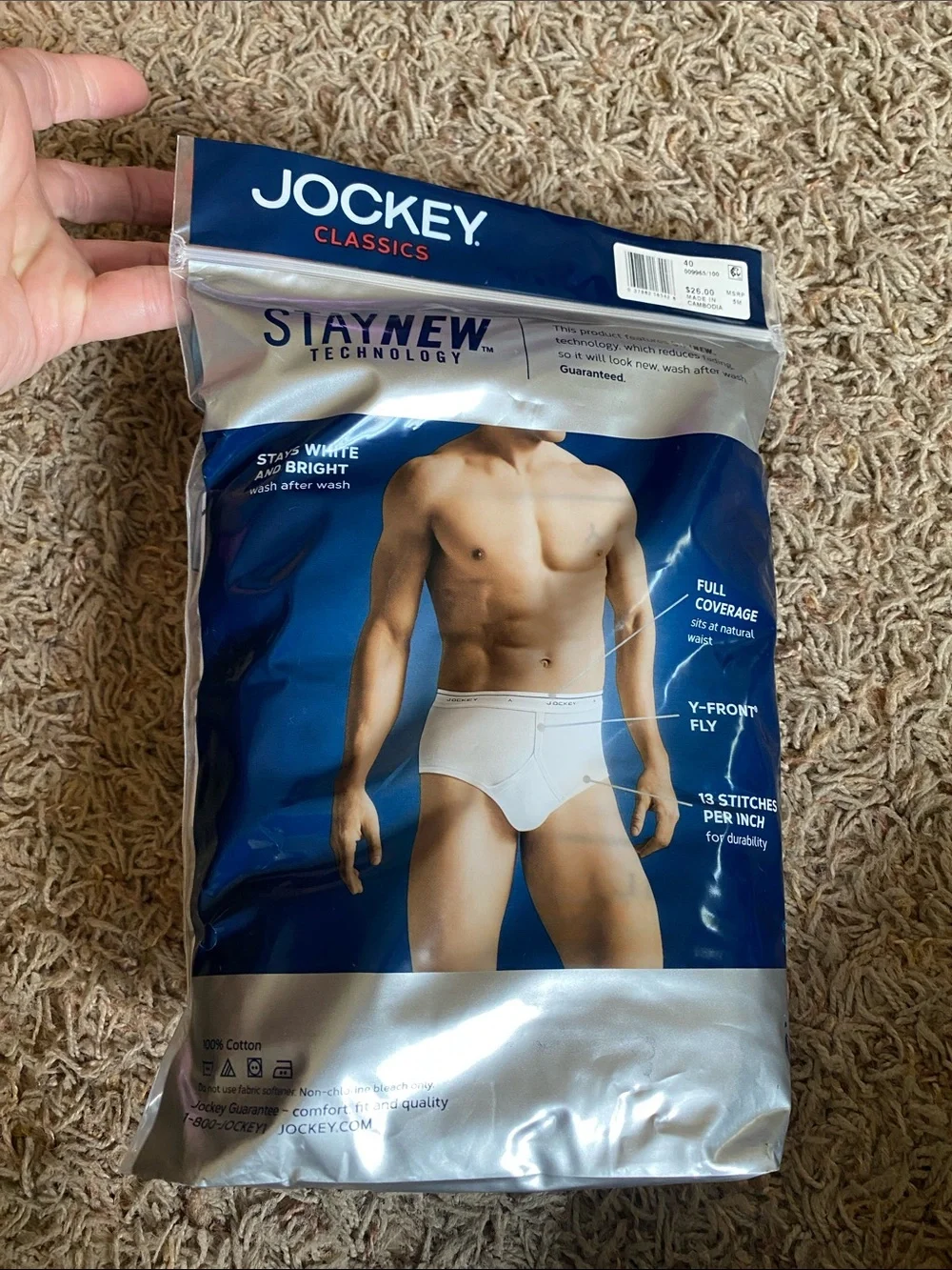Jockey Classics Men’s Full-Rise Briefs - White (4 Pack)